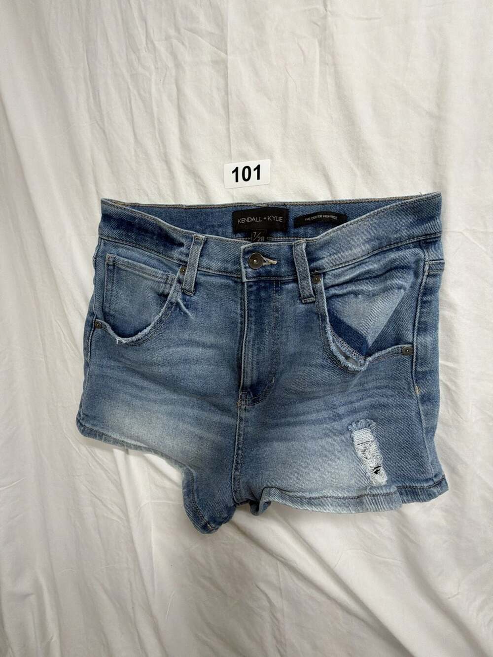 Kendall + Kylie The Drifter High Rise Distressed Denim Shorts